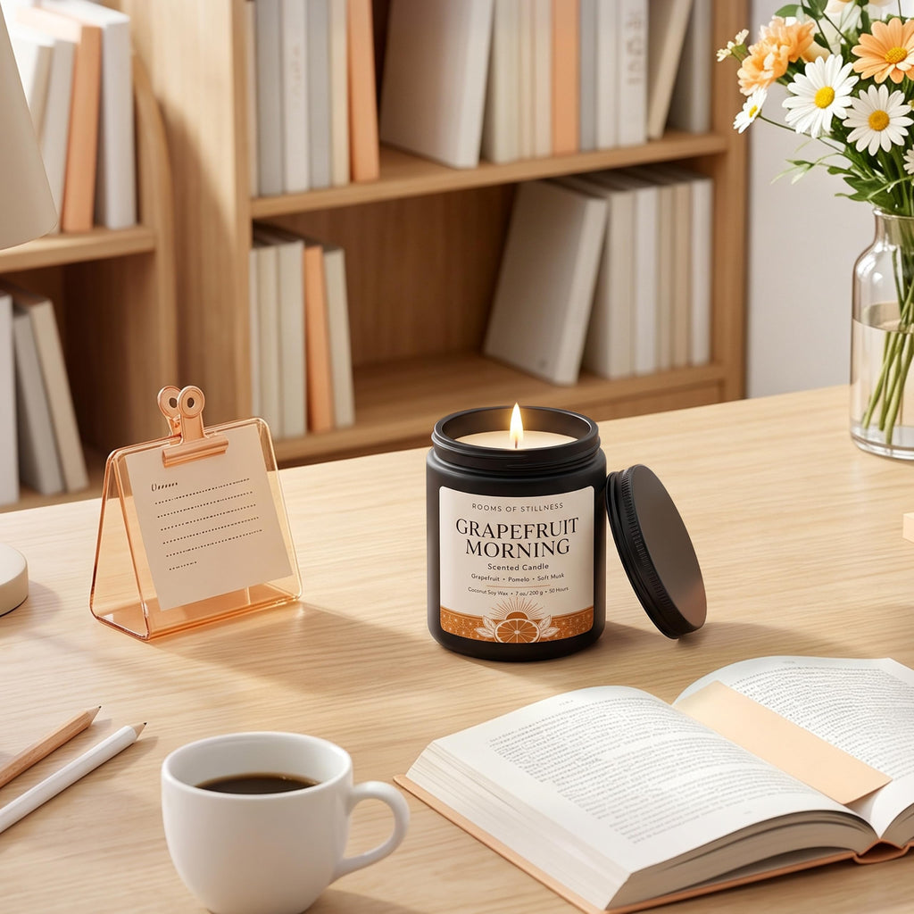 7OZ Grapefruit Scented Candle, Strong Room-Filling Aroma, Luxury Coconut Soy Wax Blend Jar Candles, 50H+ Long