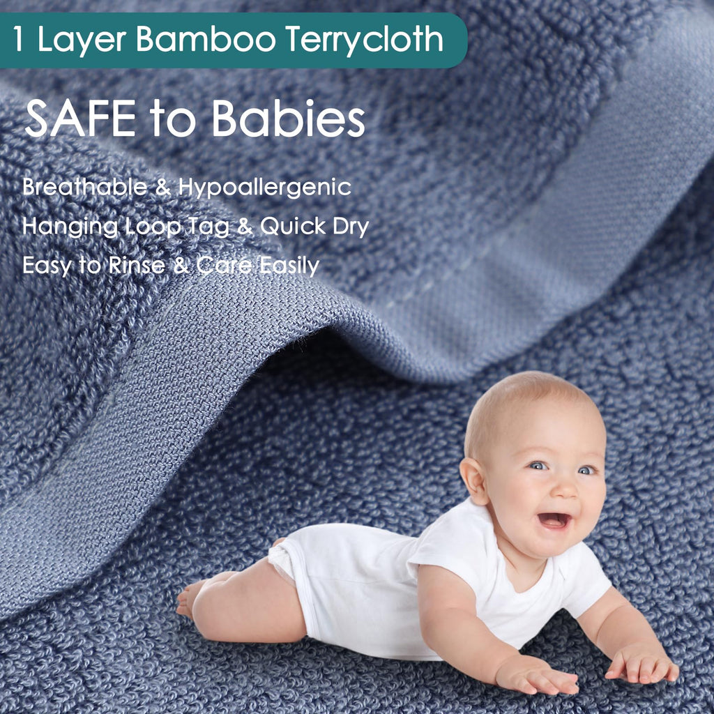 Washcloths 12 Pack,Soft Face Towels for Baby Skin,White+Slate Blue