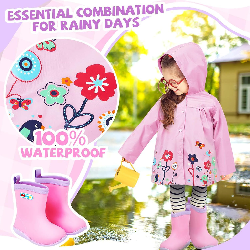 2 Pcs Toddler Raincoat Boot Set