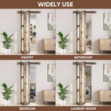 Bifold Glass Barn Door, 32Inch Bi Fold Sliding Barn Door Kit with Hardware Include, 3-Panel Glass Ba