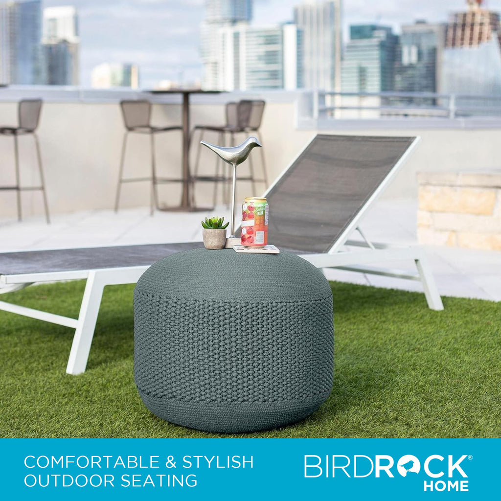 Indoor Outdoor Pouf Ottoman Foot Rest, Mist, 20"x20"x16"