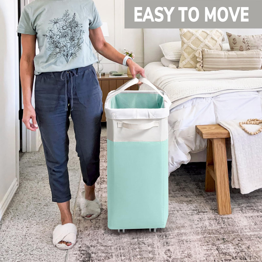 Laundry Basket with Wheels, 75L Laundry Hamper with Wheels, Large Laundry Basket with Removable Wash Bag, Clothes