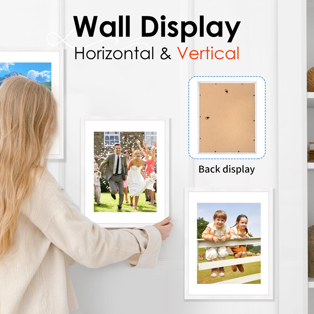 11x14 Picture Frame Bulk-4 Pack, Photo Frame with HD Plexiglass, Display Pictures 8x10 with Mat or 11x14 Without Mat