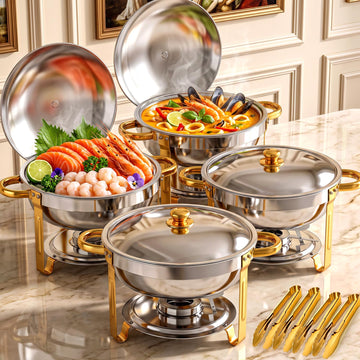 7QT Stainless Steel Chafing Dishes for Buffet with Serving Tongs