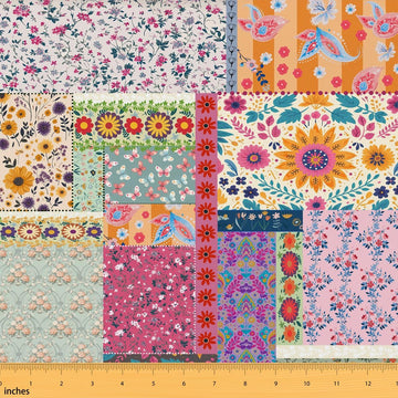 Flowers Upholstery Fabric by The Yard Garden Floral Decorative Fabric Vintage Pastoral Style Material for DIY