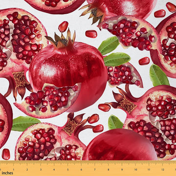 Red Pomegranate Fabric by The Yard Watercolor 3D Abstract Delicious Fruit No Stretch Sewing Fabric Outdoor Nature