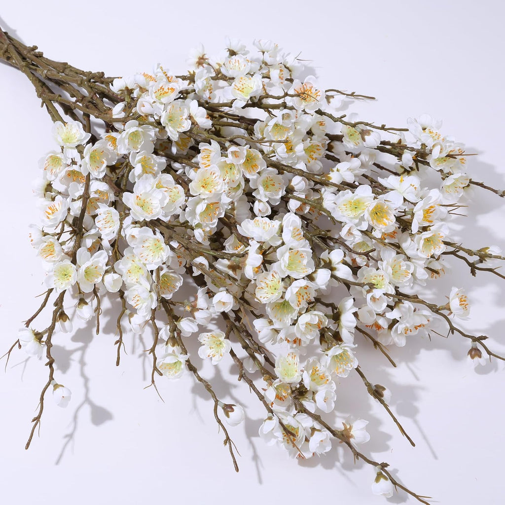 Artificial Cherry Blossom Branches Spring Indoor Decoration, Faux Flowers 34.45" Long Stems Plum Fake Peach - Set of 6