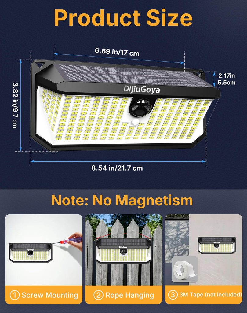 466 LEDs Solar Lights Outdoor with Motion Sensor, 2-Pack