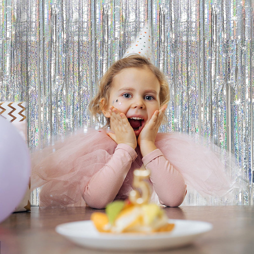 Tinsel Curtain Party Backdrop Silver Birthday Party Decorations 10 Packs Glitter Foil Fringe Curtain Party Decor