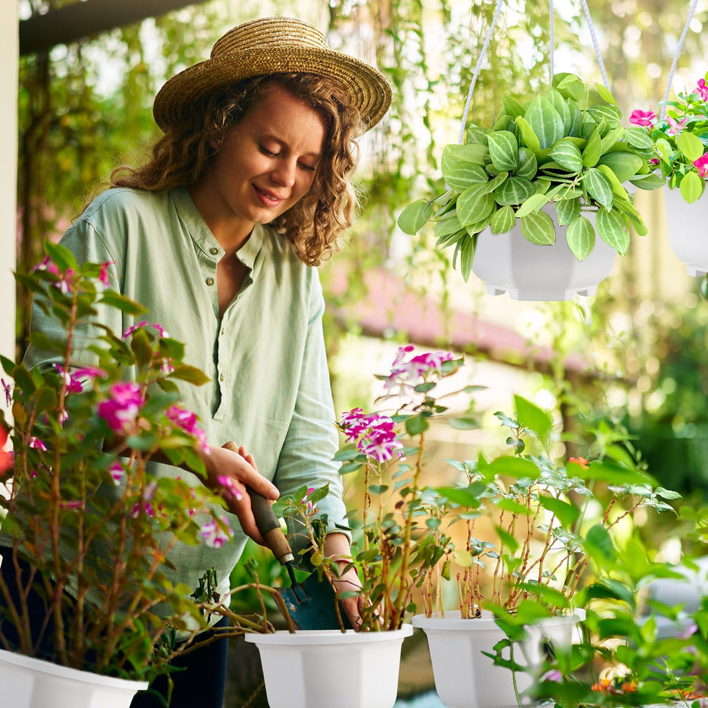 24 Pcs Hanging Planter Pot with Hook, Ceramic White, 5 Inch