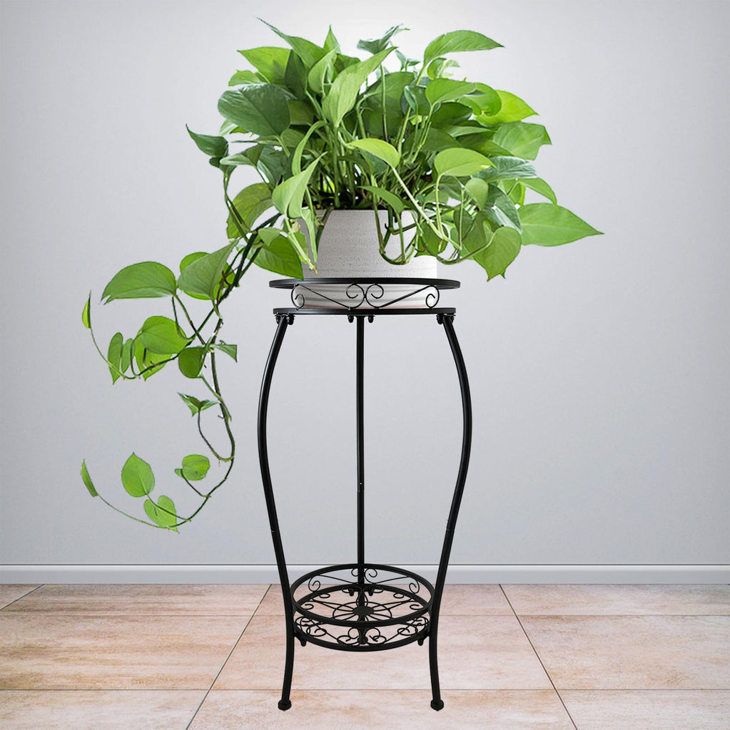 2Pack Plant Stand Indoor Outdoor, 2 Tier 26.6" Tall Metal Potted Holder Rack Multiple Flower Pot Stand Heavy Duty