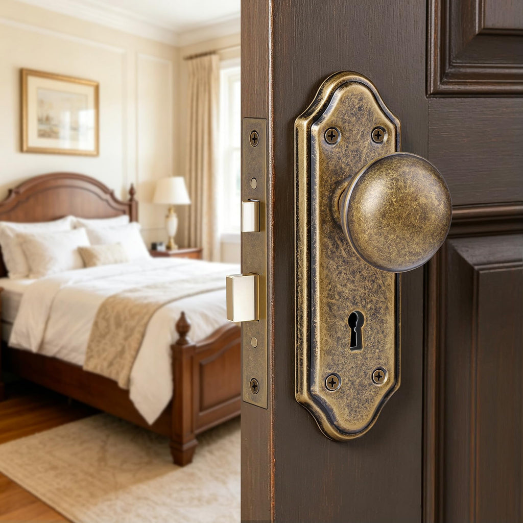 Mortise Lock Set for Interior Door, Antique Bronze Finish
