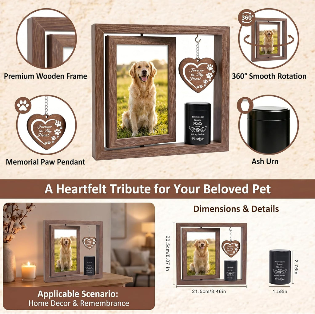 Memorial Gifts for Loss of Pet - Memorial Picture Frame and Small Urn Set