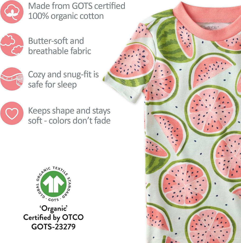 Shade Snug-fit Piece Short Sleeve PJs 100% Organic Cotton
