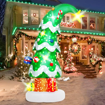 6 FT Christmas Outdoor Inflatable Decorations, Blow Up Christmas Tree with LED Light for Xmas Holiday Party Garden