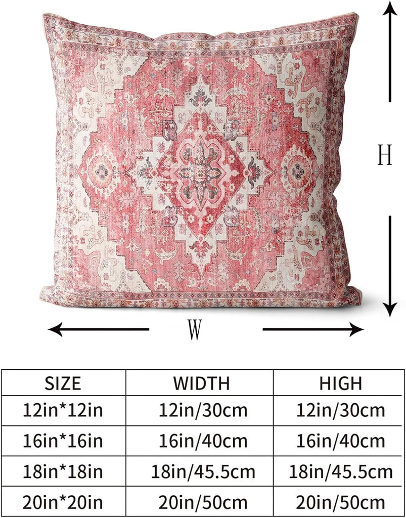Pink Boho Throw Pillow Covers Set of 2 Boho Rug Carpet Double Sided Pattern Cotton Soft Pillow Case Cushion Cover