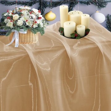 5 Yard Organza Fabric 44" Wide for Wedding Event Décor - Champagne Gold