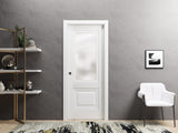 Slab Barn Door Panel | Lucia 8822 White Silk | Sturdy Finished Wooden Kitchen Pantry Shaker Doors | 