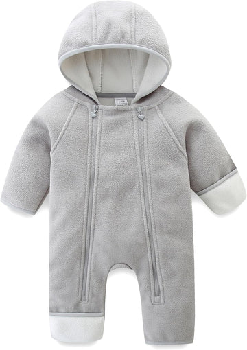 Baby Fleece Jumpsuit Girls Boys Winter Hooded Coverall Romper Cute Baby Snowsuit Clothes