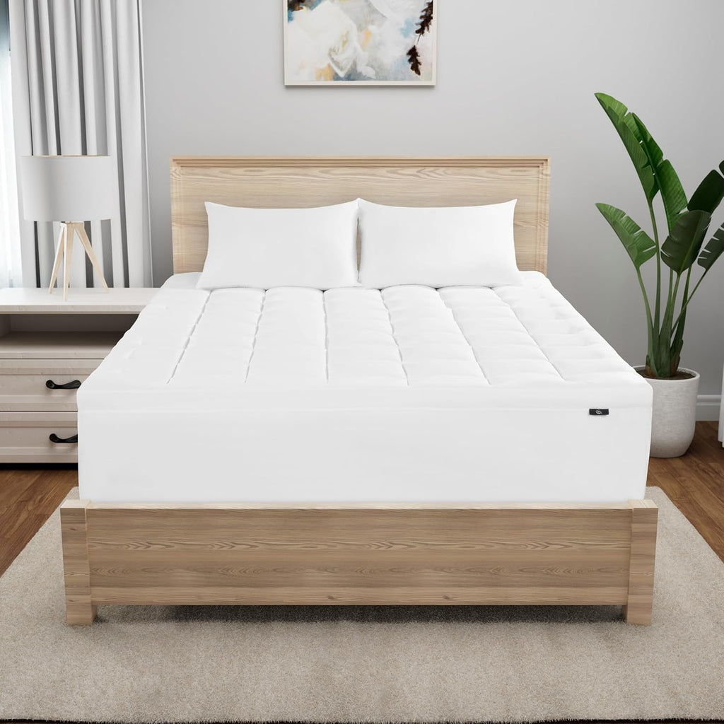 Memory Flex Soft Mattress Topper, 2" Pillow Top Mattress Pad, Cushioning Stain Resistant Mattress Protector with 15"