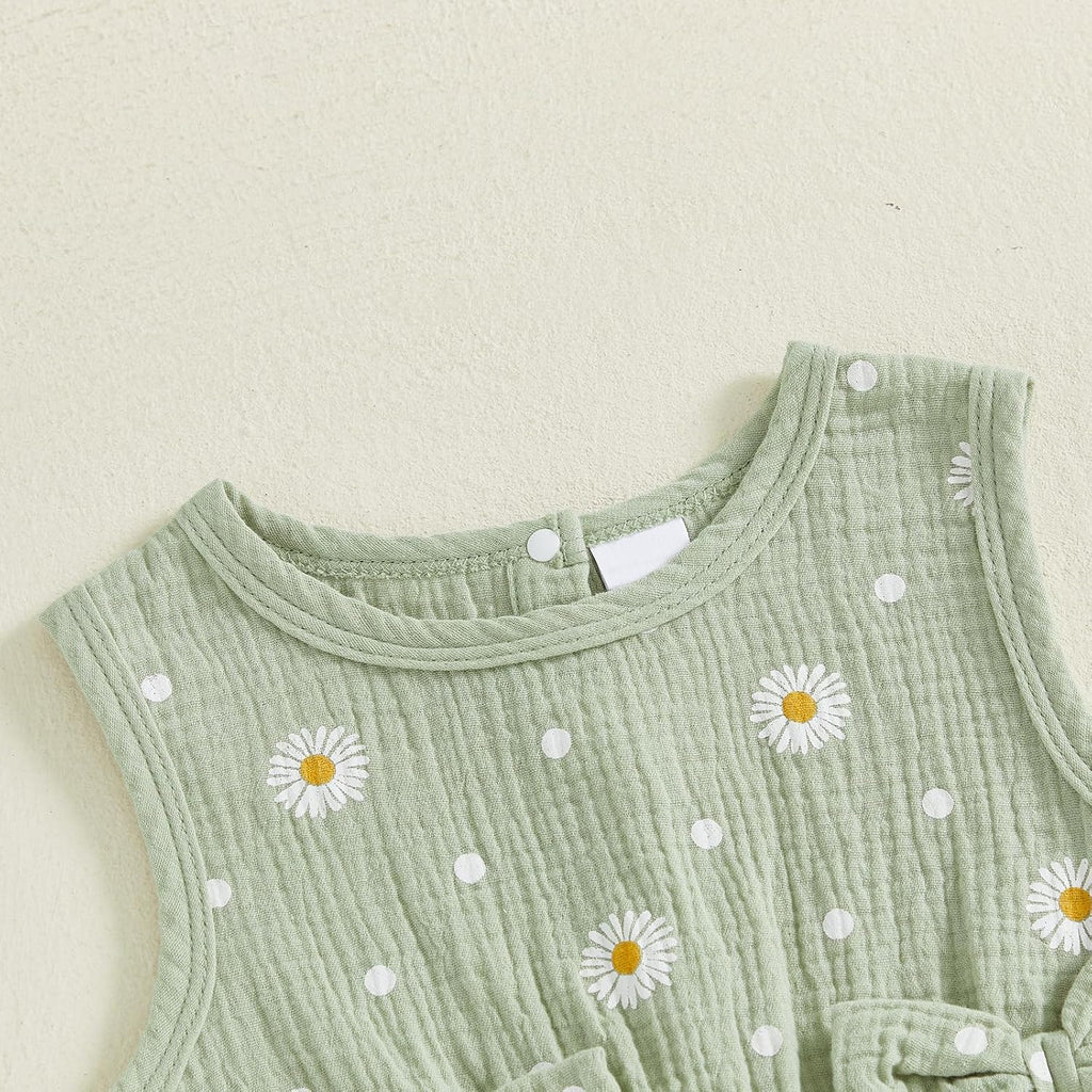Infant Baby Toddler Girl Clothes Daisy Linen Outfits Bows Shirts Long Pants