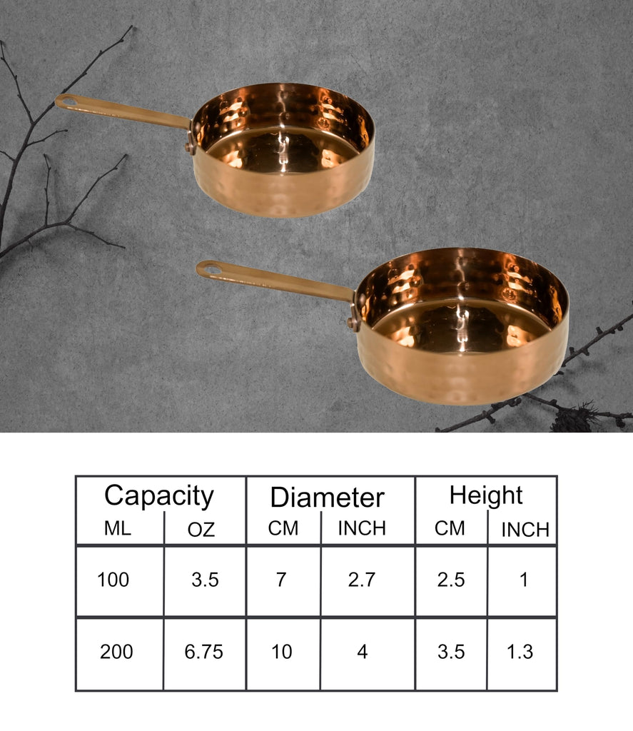 Stainless Steel Saucepan For Serving - Set of 2-100ml Each, Copper Finish