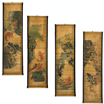 Scroll Hanging Painting Decor Japanese Art Koi Fish Fengshui
