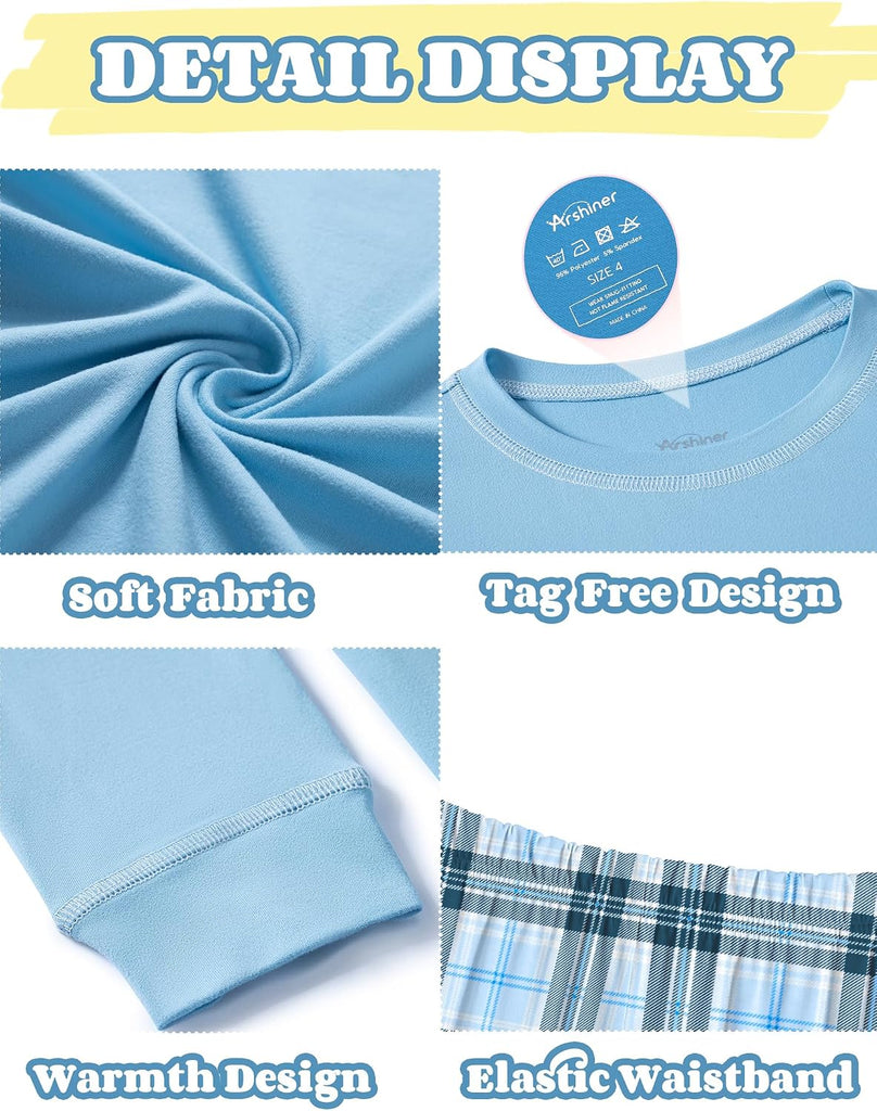 Girls Pajamas Set 2 Piece Long Sleeve Sleepwear Cozy Pj Loungewear