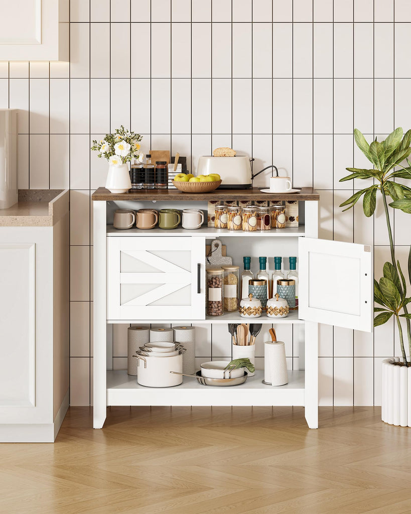 Farmhouse Console Table with Power Outlet, Coffee Bar Cabinet with Storage, Entryway Table, Coffee Bar Table, for
