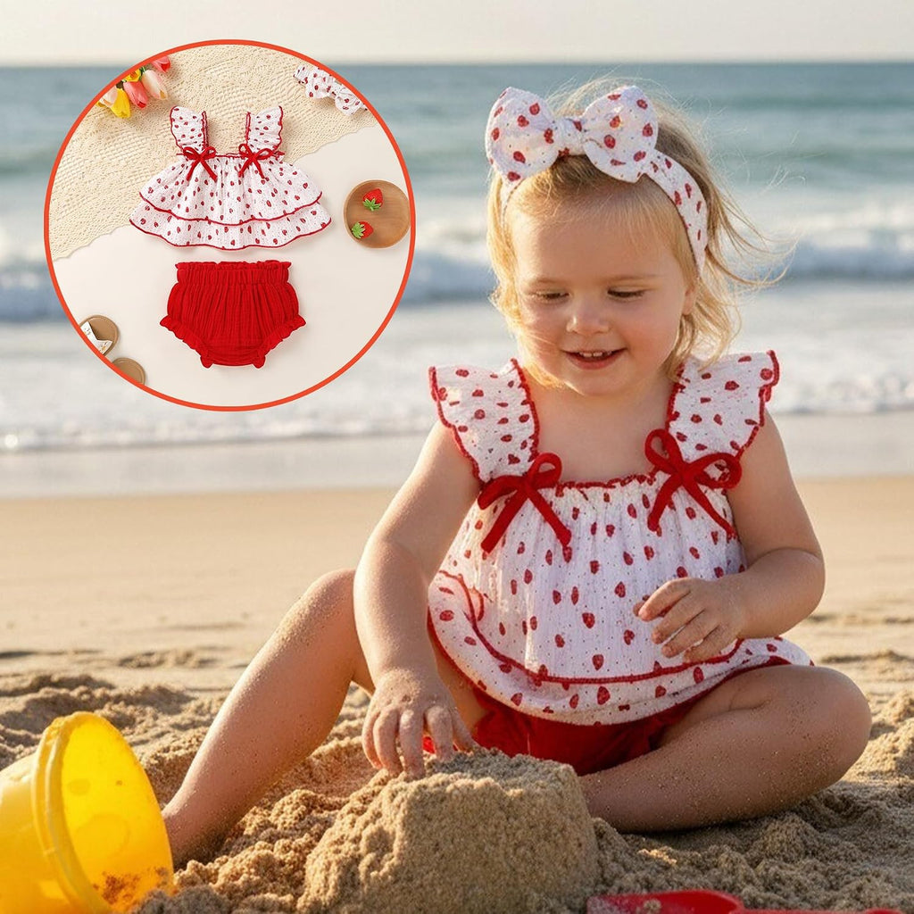 Baby Girl Clothes Infant Ruffle Tops Dress Shorts Set Bloomers Toddler Sleeveless Summer Outfits with Headband