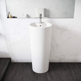 Pedestal Bathroom Sink – Glossy White Ceramic Basin