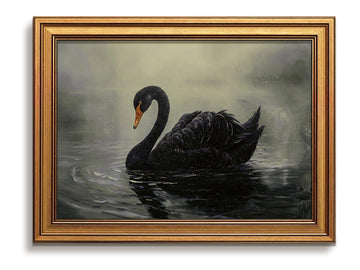 Vintage Gold Framed Wall Art Black Swan Pictures Dark Academia 16x24 Inch