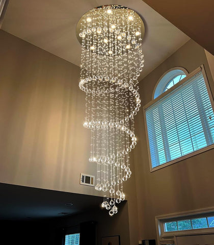 118 Inches Crystal Glam Chandelier Long Light Chandeliers with Dimmable Light Bulbs Gold High Ceiling Pendants Light Fixtures for Foyer Entryway Living Room Stair A100-B0DJJGTV8Y