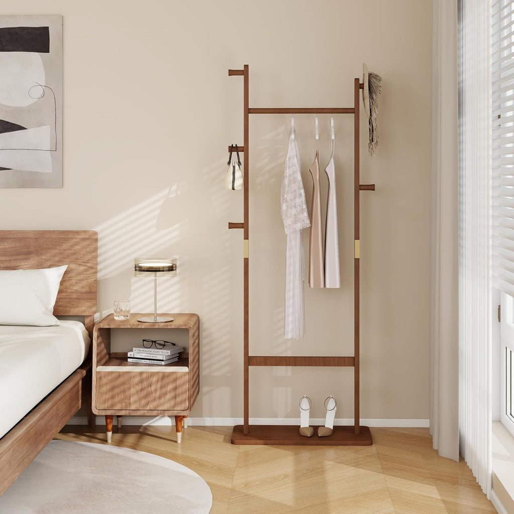 Eco-Friendly Solid Wood Coat Rack, 23.6 x 11 x 64.1 Inches, Easy Assembly, Perfect , Entrance, or Living Room Decor