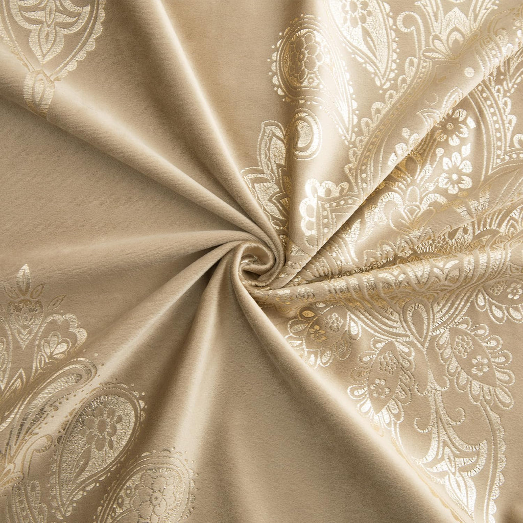 Velvet Curtains 96 Inches Long, Brown Floral Pattern Blackout Drapes, Soft Touch Vintage Window Treatment, 52 x 96, 2