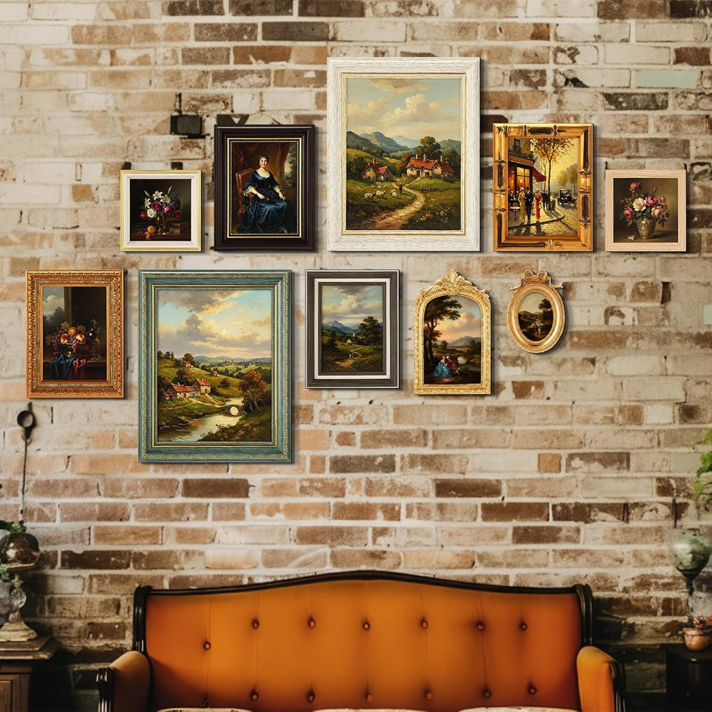 20 Pack Vintage Picture Frames for Wall,Simple Style | Tabletop Display Ornate, French Country Frames, Farmhouse