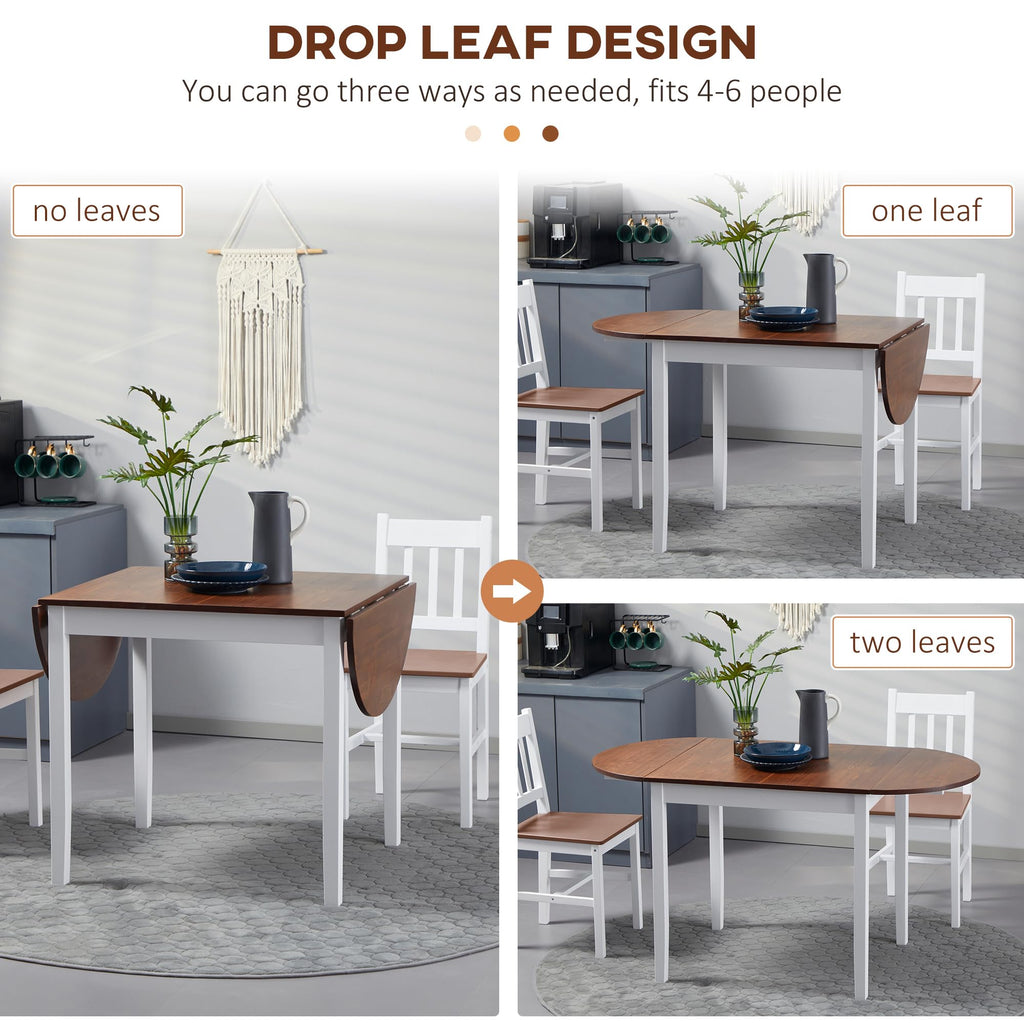 55" Solid Wood Folding Dining Table for 4-6 People, Brown