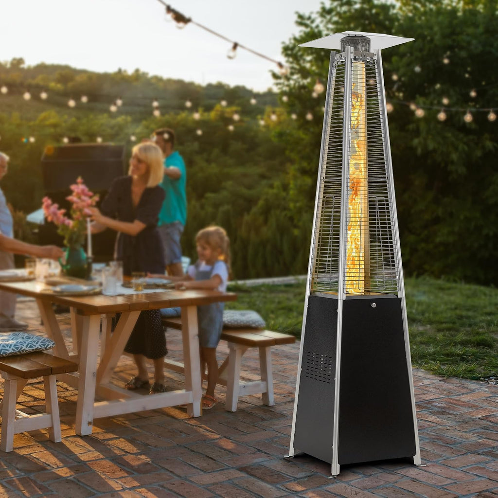 Patio Heater 48,000 BTU Outdoor Propane Heater with Wheels | Pyramid Patio Heater Outdoor Heaters w/Waterproof Cover