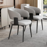 Modern Dining Chairs Set of 2, Faux Leather Upholstered Kitchen Chairs with Curved Back and Metal Legs