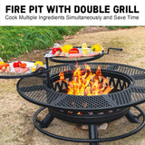 47 Inch Fire Pit with 2 Grills, Outdoor Extra Large Fire Pit for Outside