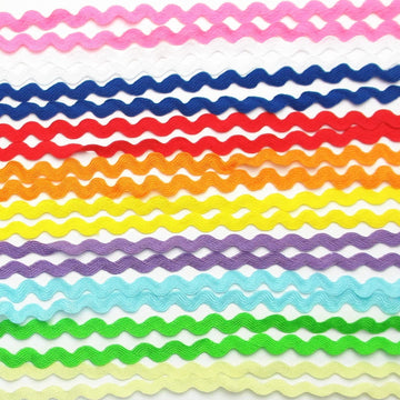 Multi-Colors Colorful 5mm Wave Bending Fringe Trim Ribbon for Clothes Dress Sewing Flower Making Home Party - 50yards
