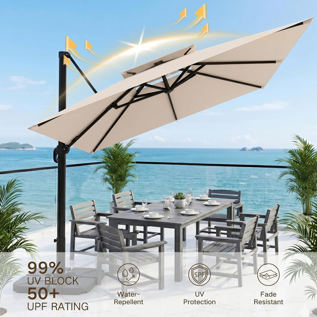 10' X 10' Cantilever Patio Umbrella with Double Top Vent