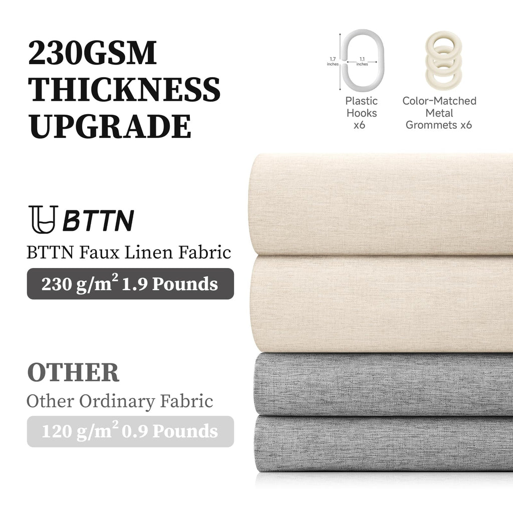 Stall Linen Textured Waterproof Shower Curtain Set, 36x72, Beige/Cream