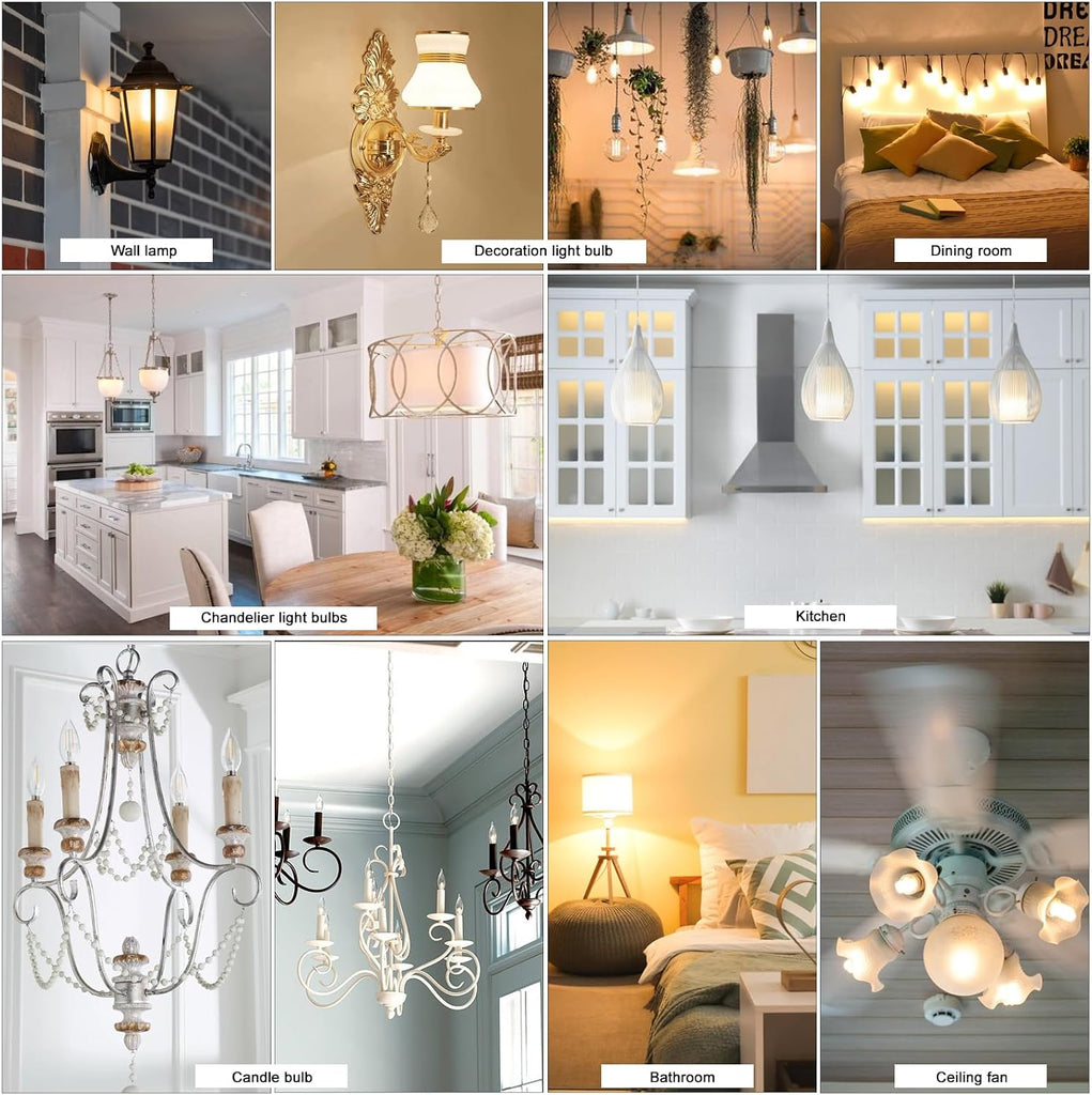 Dimmable LED Candelabra Bulb 25W Equivalent,2700K Warm White, 200Lumens, 2W CA10 Vintage Chandelier Light Bulbs, e12