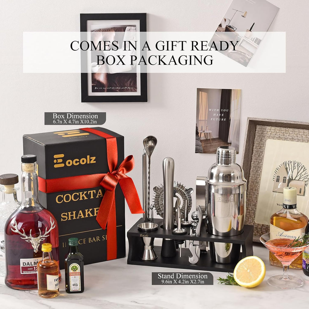 Bartender Kit Cocktail Shaker Set with Stand 17-Piece Bar Tool Bar Set for Drink Mixing Home Bartending Kit Bar Cart