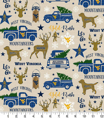 Virginia University Cotton Fabric with Christmas Pattern