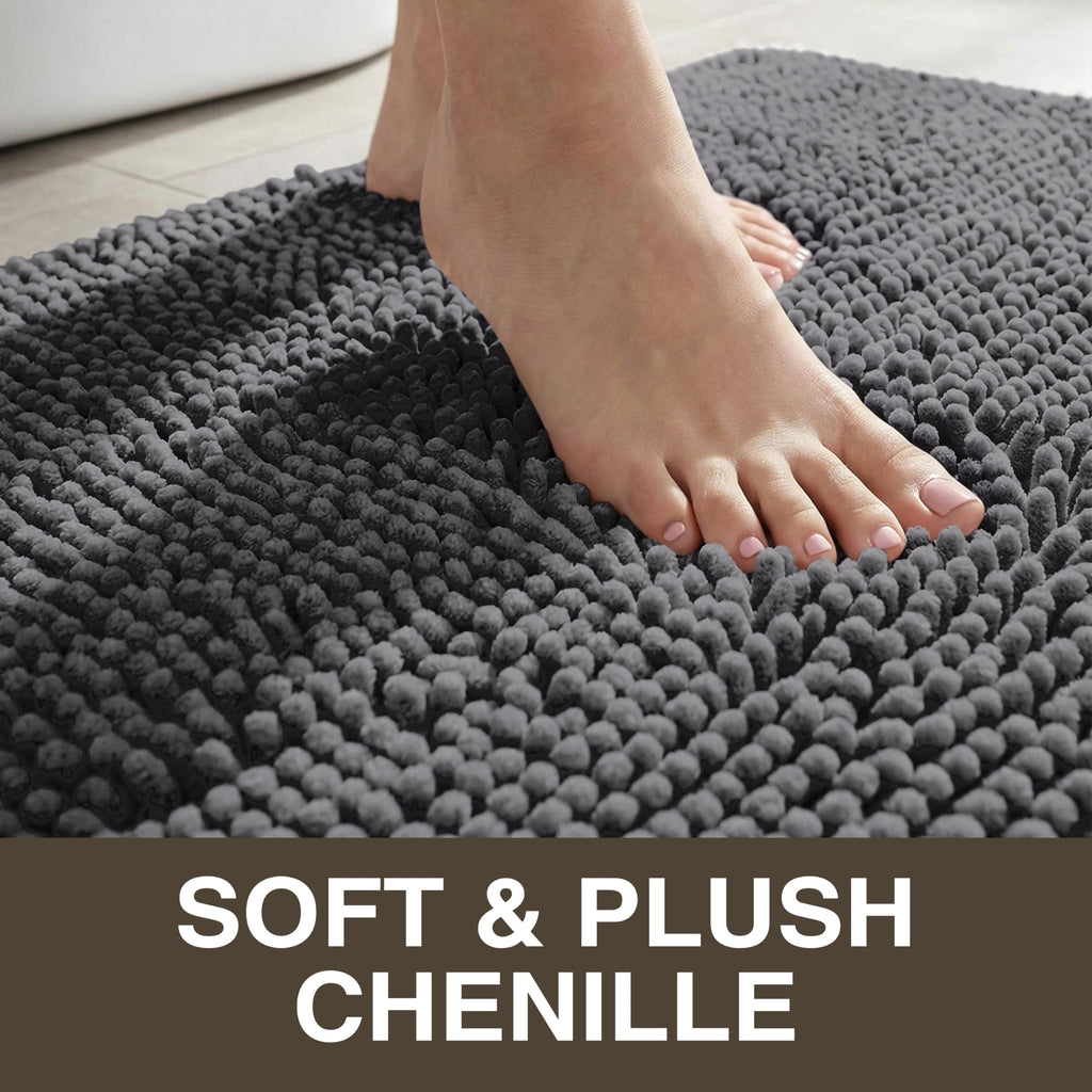 Plush Bathroom Rugs 36x24 Thick Chenille Quick Dry Microfiber Absorbent Bath Mat, Soft Bath Rugs, Machine Washable