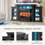 LED Electric Fireplace TV Stand with Outlet, 72'' Fireplace Mantel for TVs up to 80''