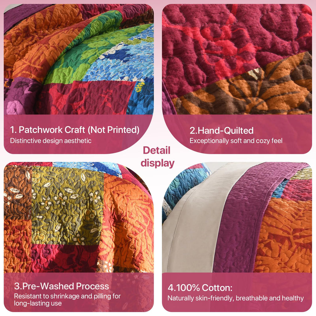 Quilt Bedspread Set with 2 Pillow Shams-Waffle Textured Breathable Coverlet Needle-Punched Plush Fill