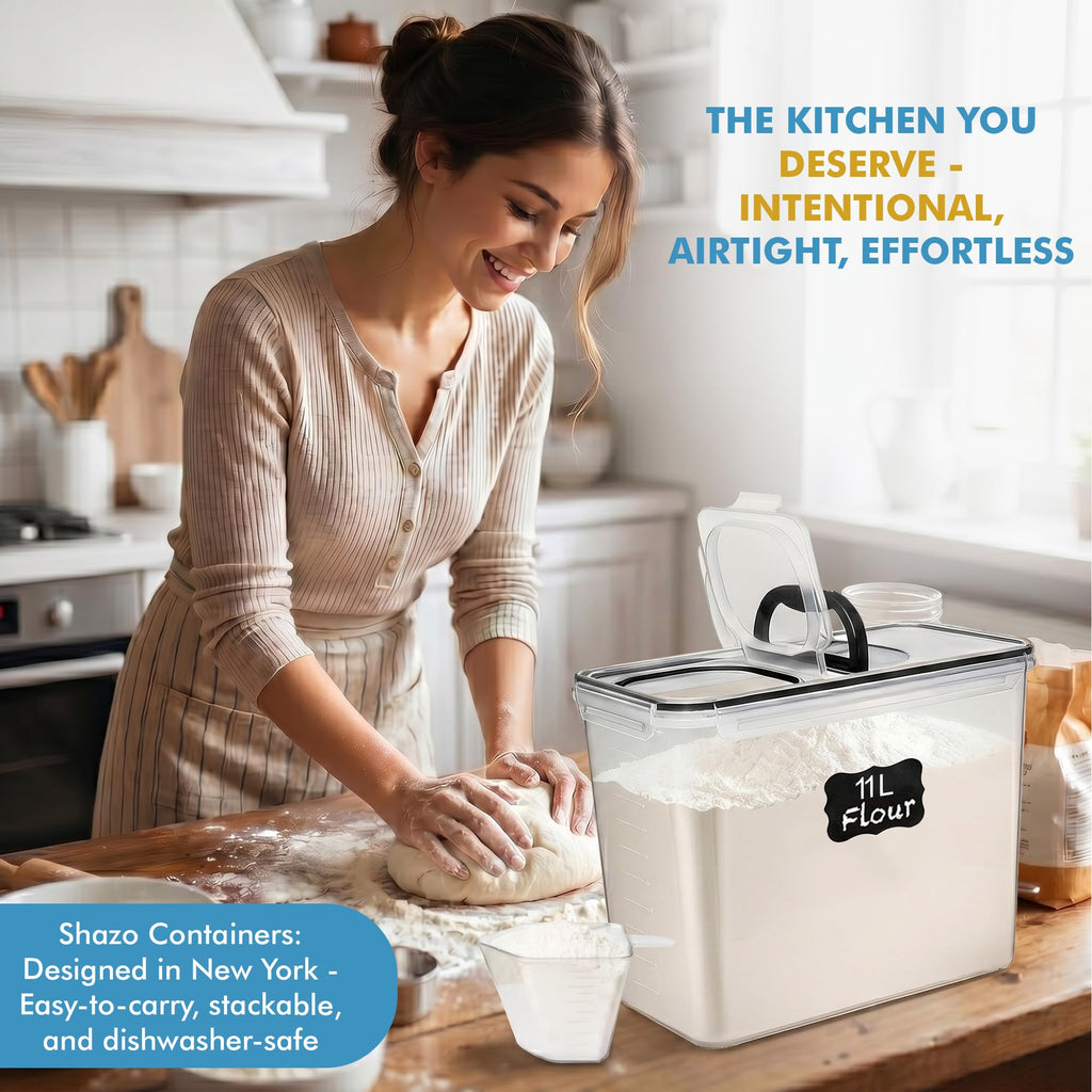 2 PC (11L | 372 oz) Flour Sugar Storage Containers with Spout Lid & Easy Carry Handle - BPA Free Extra Large Airtight